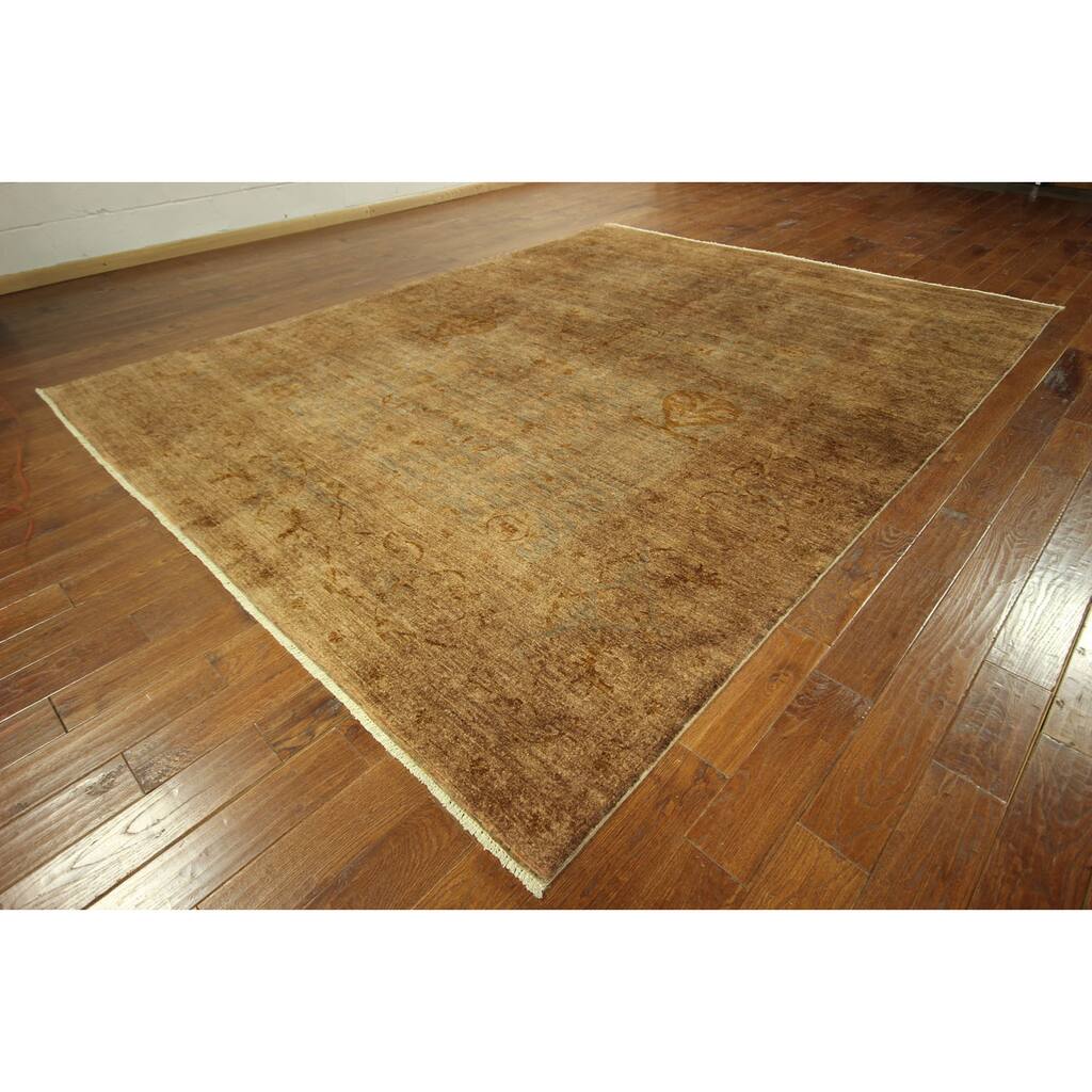 Unique Overdyed Hand-knotted Muted Peach Oriental Wool Rug (9' x 12')