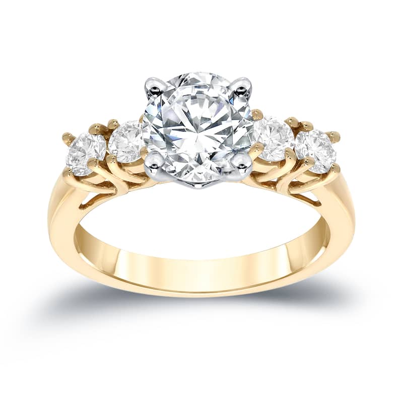Auriya Classic 1 1/2ct TDW Round 5-stone Diamond Engagement Ring 14K Gold (I-J, SI1-SI2)