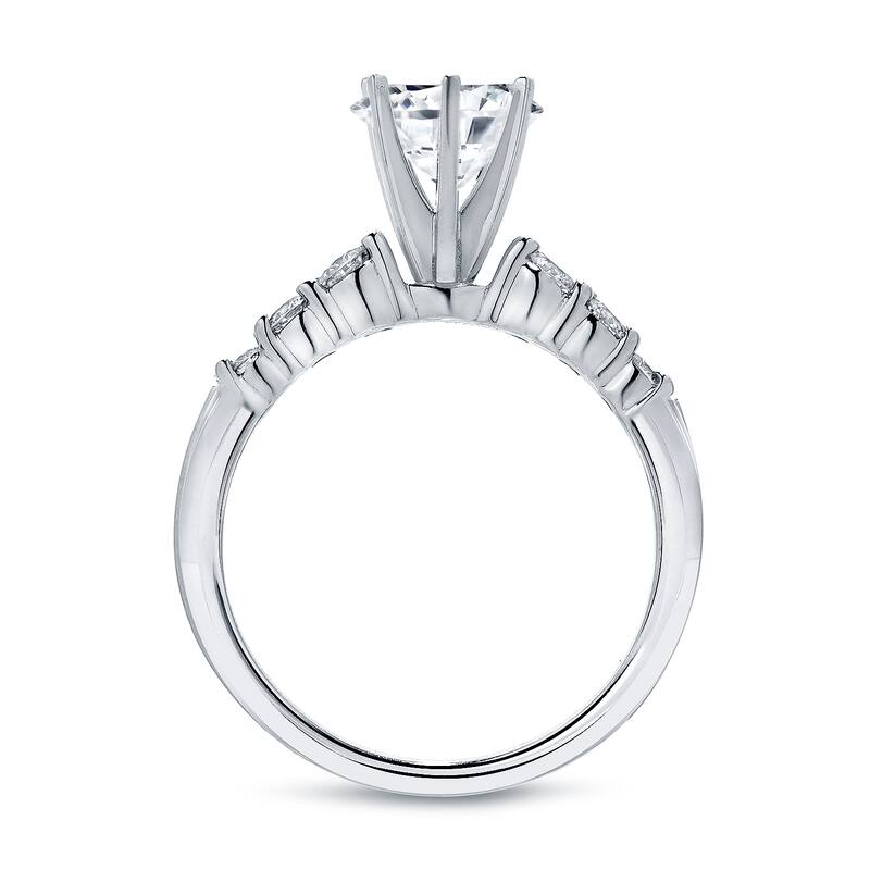 Auriya 14k Gold Round Side Stone Diamond Engagement Ring 3/4ctw (H-I, SI1-SI3)