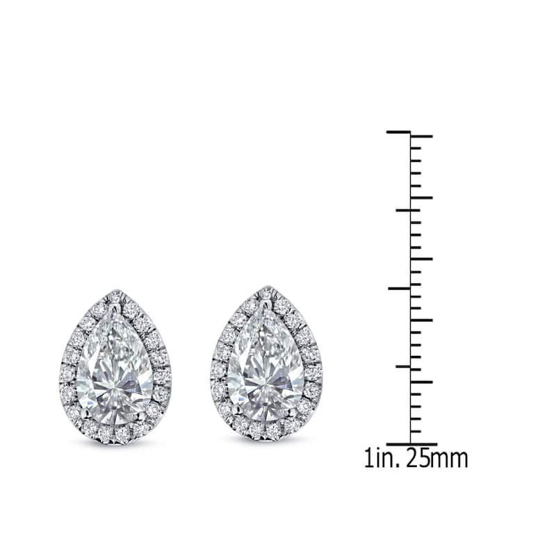 Auriya 14k Gold Vintage Pear-cut Diamond Halo Stud Earrings 2 1/3ctw (H-I, SI2-SI3)