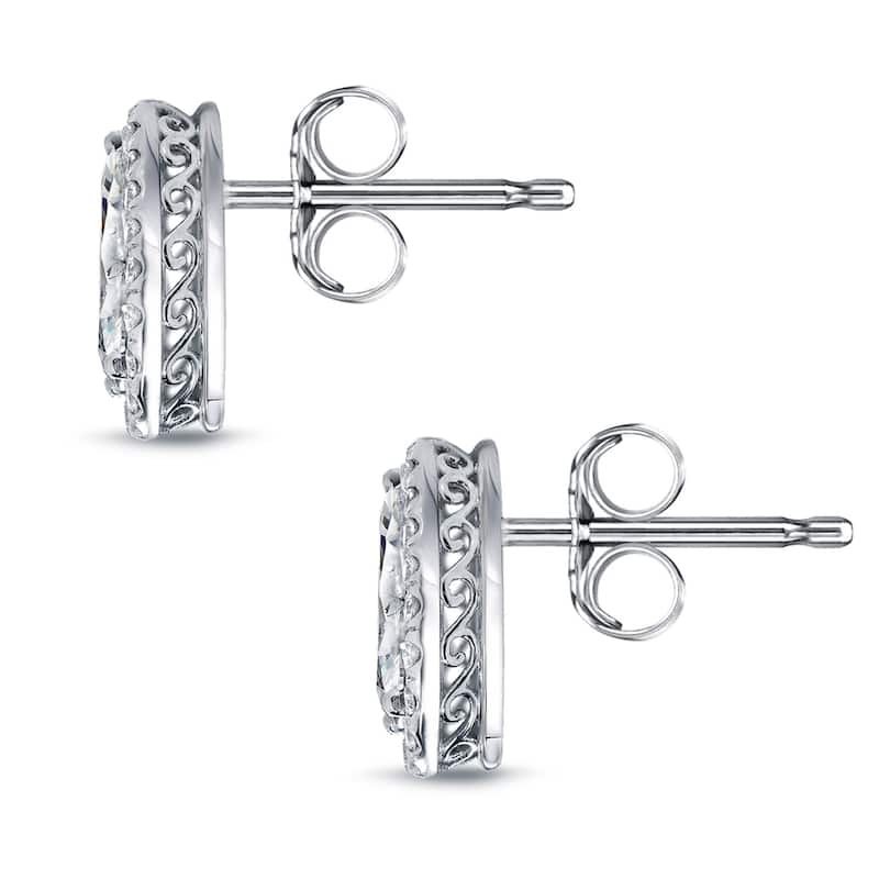 Auriya 14k Gold Vintage Pear-cut Diamond Halo Stud Earrings 2 1/3ctw (H-I, SI2-SI3)
