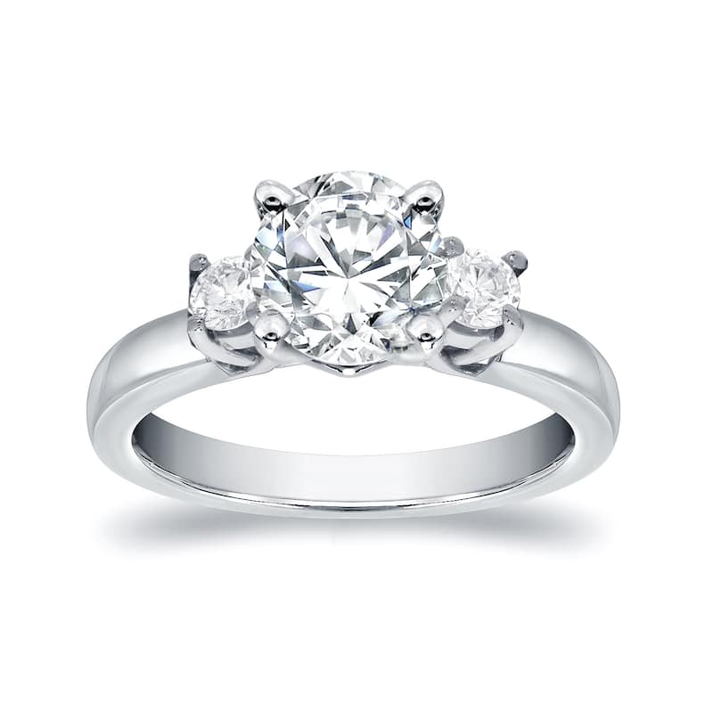 Auriya Classic 5/8ct TDW Round 3-Stone Diamond Engagement Ring 14k White Gold (H-I, SI2-SI3)