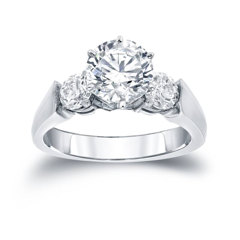 Auriya Classic 1/2ct TDW Round 3-Stone Diamond Engagement Ring 14k White Gold