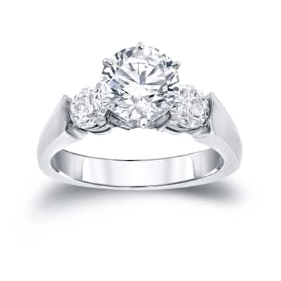 Auriya Classic 1/2ct TDW Round 3-Stone Diamond Engagement Ring 14k White Gold