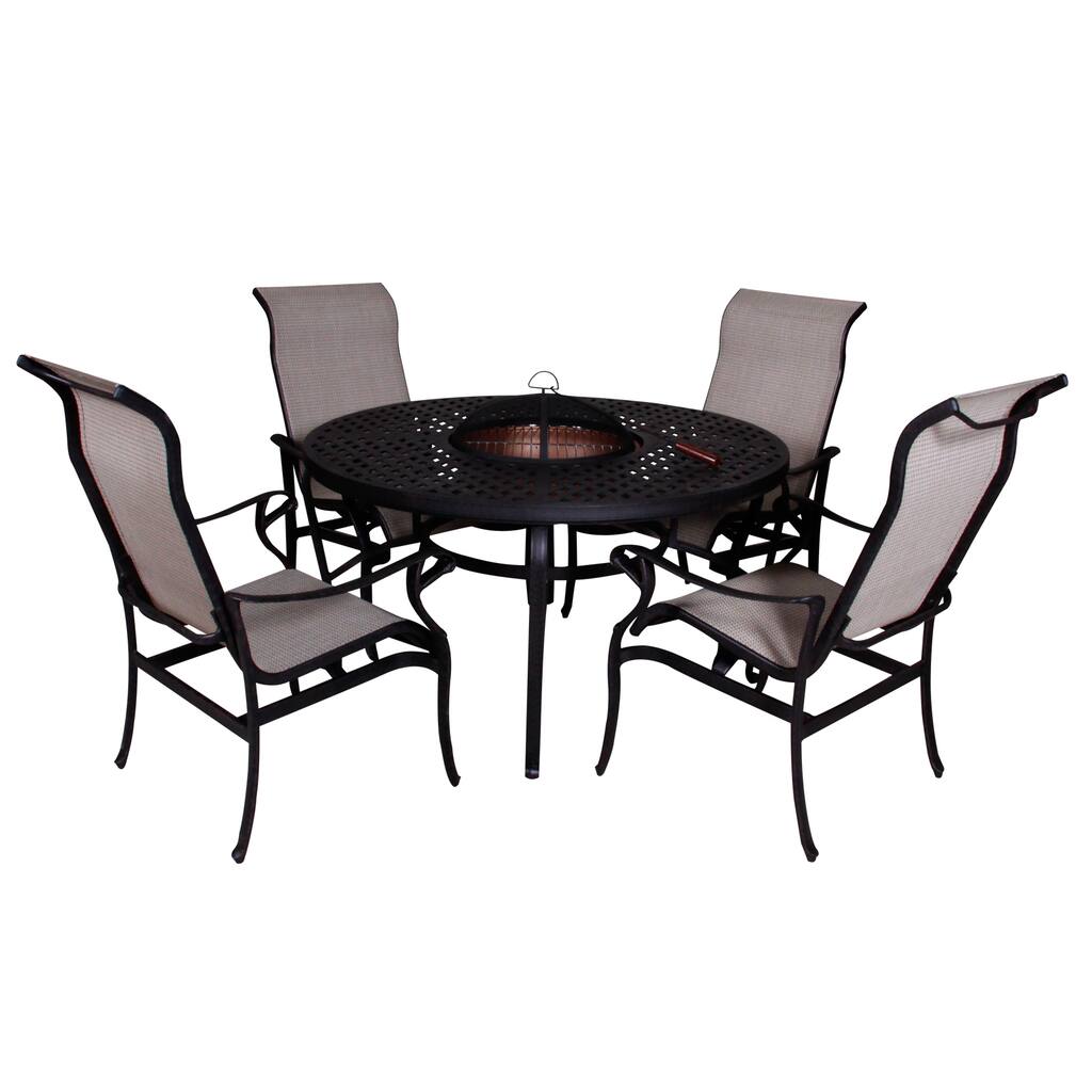 Lorraine Dining Height Fire Pit Table and Chairs (5-piece Set)