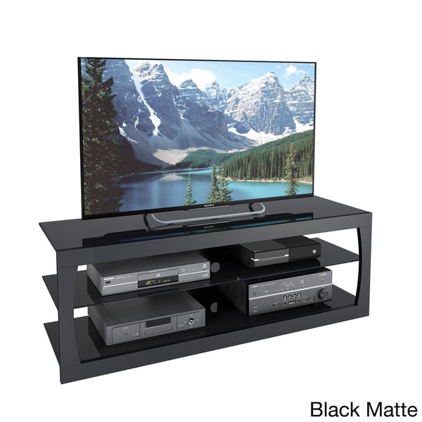 CorLiving TAP 609 T Taylor Extra Wide Glossy Black TV Stand with Glass