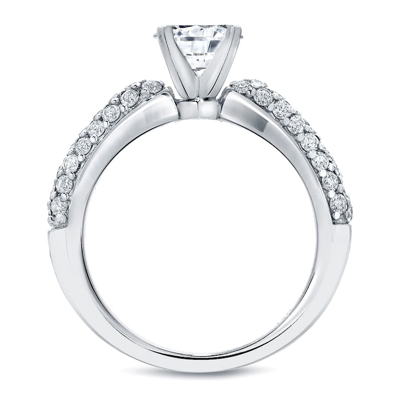 Auriya 1 1/2ctw Round Pave Diamond Engagement Ring 14K Gold Certified (H-I, SI2-SI3)