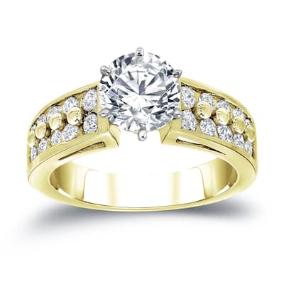 Auriya Contemporary Modern 1ctw Round Diamond Engagement 14k Gold