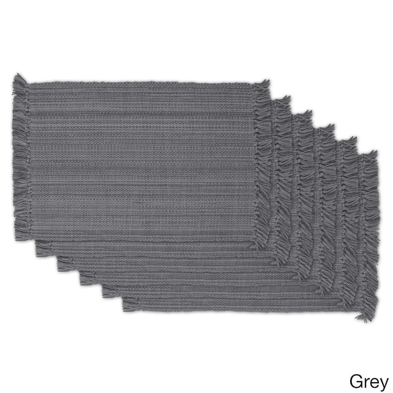 DII Fringed Kitchen Tabletop Set - Set of 6 - Gray (PlacematsOnly)