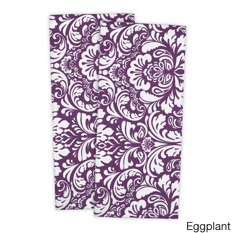 DII Damask Kitchen Dishtowels (Set of 2) - Eggplant
