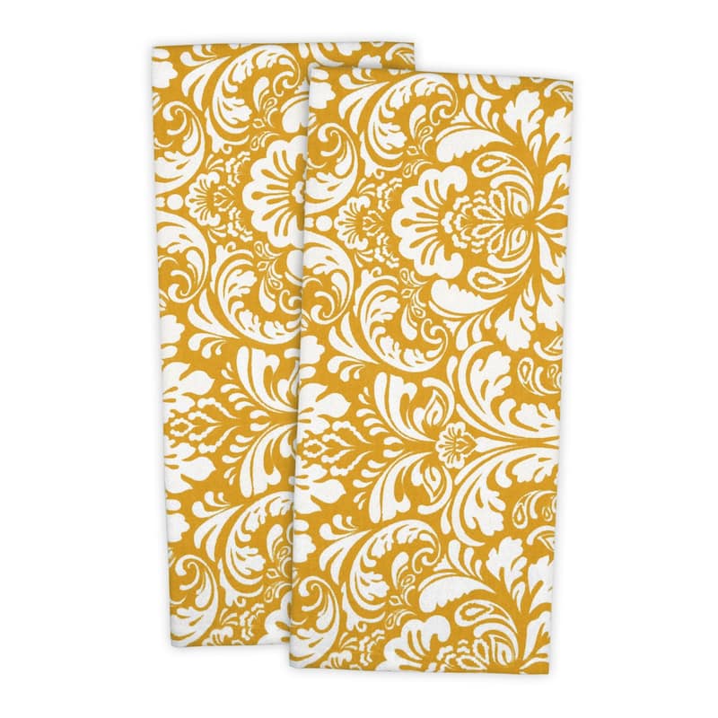 DII Damask Kitchen Dishtowels (Set of 2) - Mustard