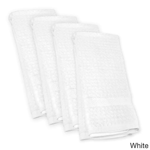 DII Solid Terry Waffle Dishtowel Set of 4