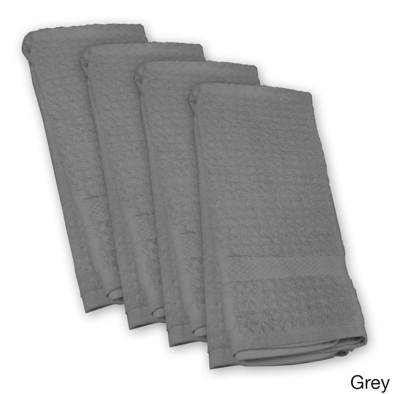 DII Solid Terry Waffle Dishtowel Set of 4
