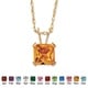preview thumbnail 11 of 13, Color Fun 10k Yellow Gold Princess-cut Birthstone Necklace
