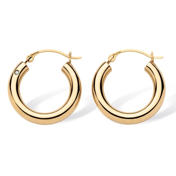 Shop Tailored 14k Gold Nano Diamond Resin-filled Hoop Earrings - On Sale - Free Shipping Today ...