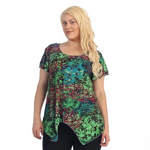 Ella Samani Women's Plus Size Multi Color Leopard Top