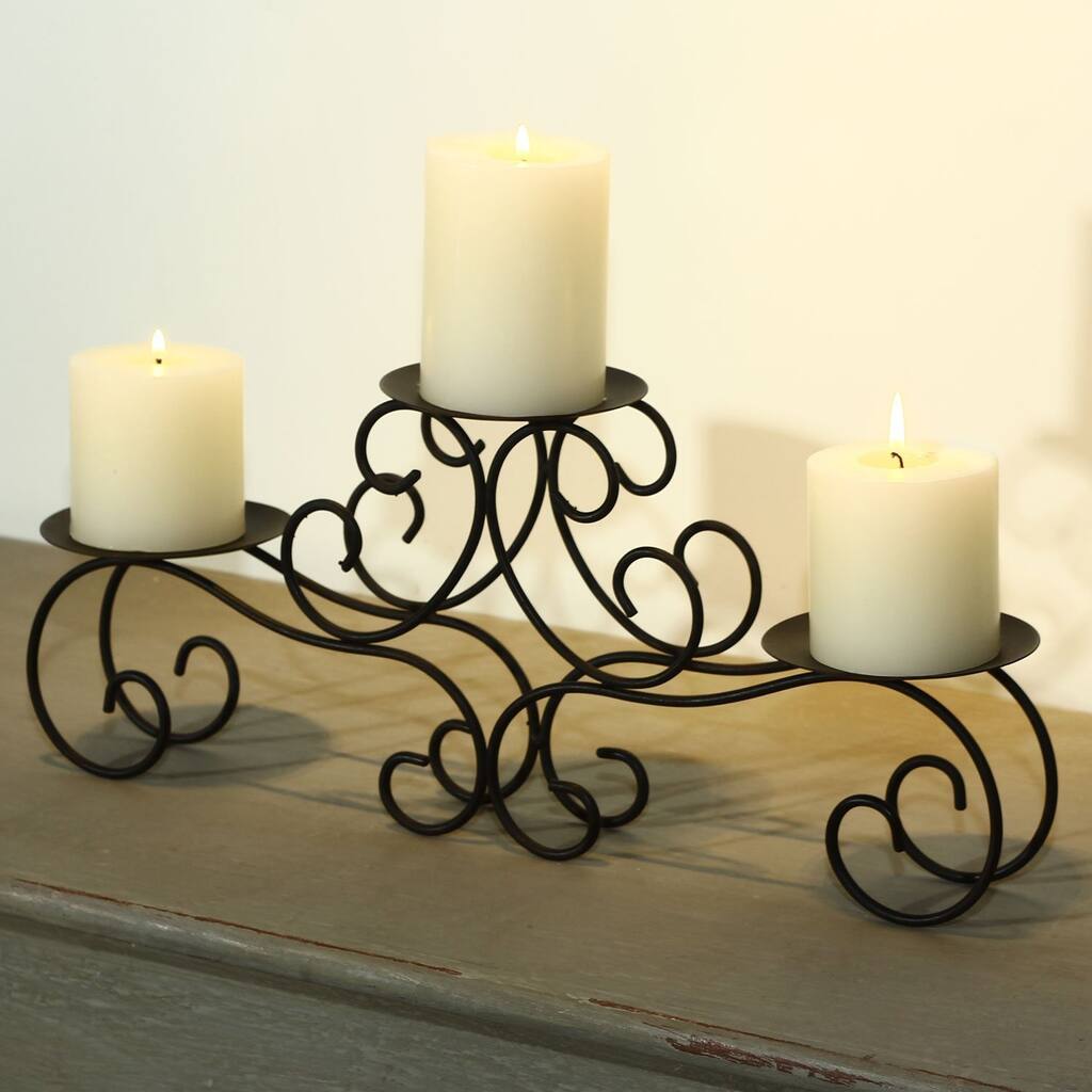 Brown Iron Table Desk Top Candle Holder