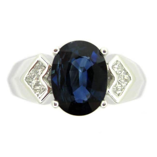 Kabella Platinum Oval Sapphire and 1/5ct TDW Diamond Ring (G-H, SI1-SI2)