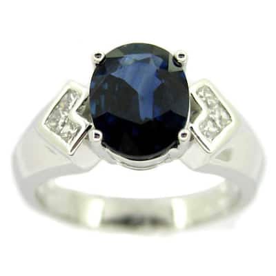 Kabella Platinum Oval Sapphire and 1/5ct TDW Diamond Ring (G-H, SI1-SI2)