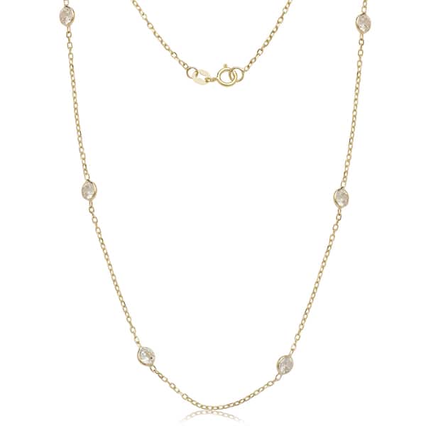 14K Yellow Gold Necklace With Faceted Cubic Zirconia 16 Inches 14K Yellow Gold Necklace With Faceted Cubic Zirconia 16 Inches