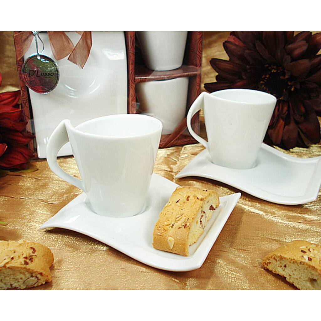 D'Lusso Designs Four Piece Biscotti Saucer Espresso Set
