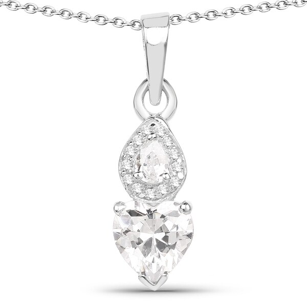 Malaika .925 Sterling Silver 2 1/5ct TGW White Cubic Zirconia Heart Shape Pendant. Opens flyout.