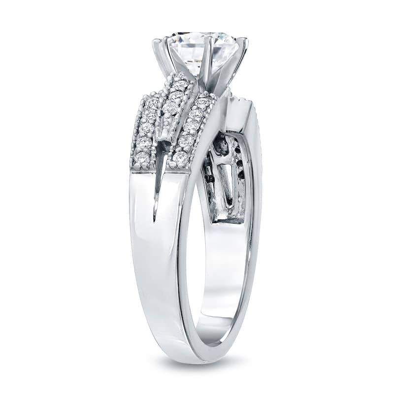 Auriya Vintage 1ct TDW Round Diamond Engagement Ring 14k White Gold Certified