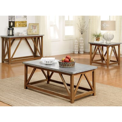 Furniture of America Gazy Urban Brown 49-inch 3-piece Accent Table Set