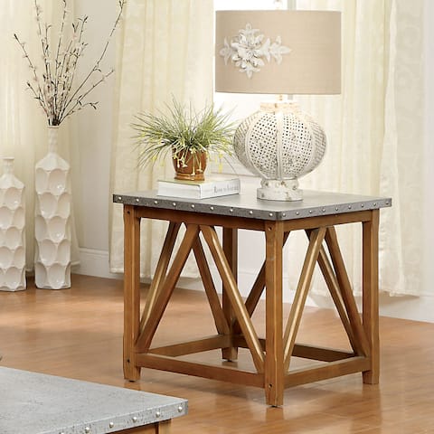 Furniture of America Gazy Urban Brown 26-inch Iron Top Side Table