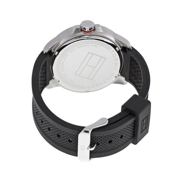 tommy hilfiger men's black silicone strap watch