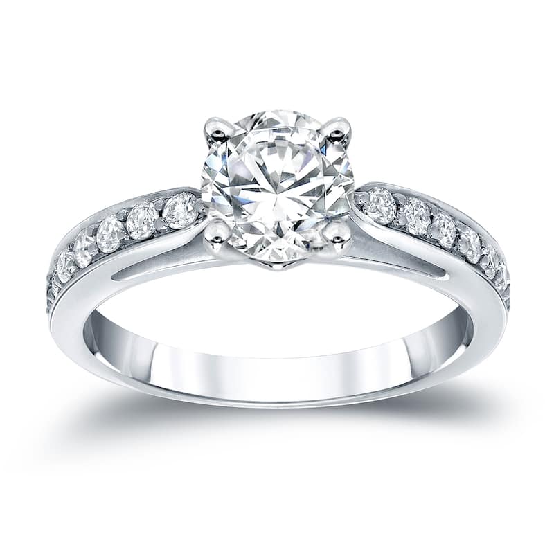 Auriya 1ct TDW Round Diamond Engagement Ring 14k White Gold - 5