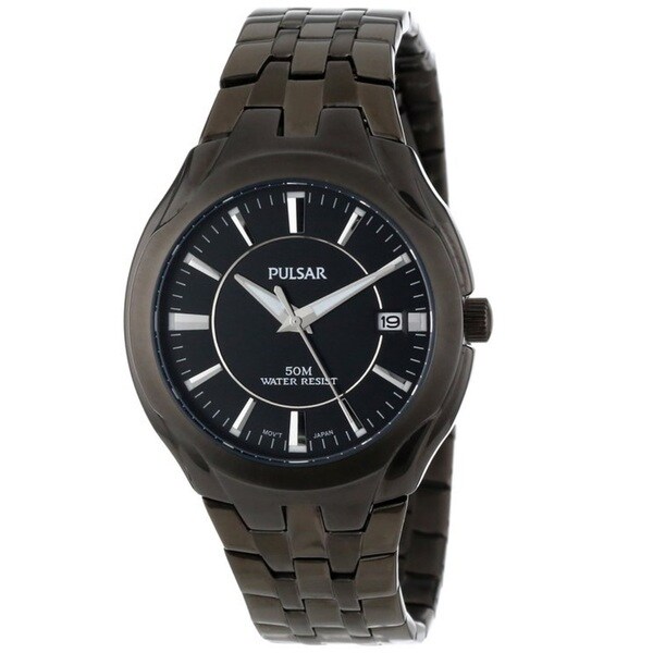 Pulsar Mens PXHA27 Classic Stainless Steel Black Dress Watch