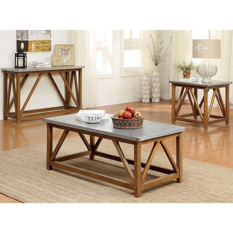 Furniture of America Gazy Urban Brown 49-inch Iron Top Coffee Table