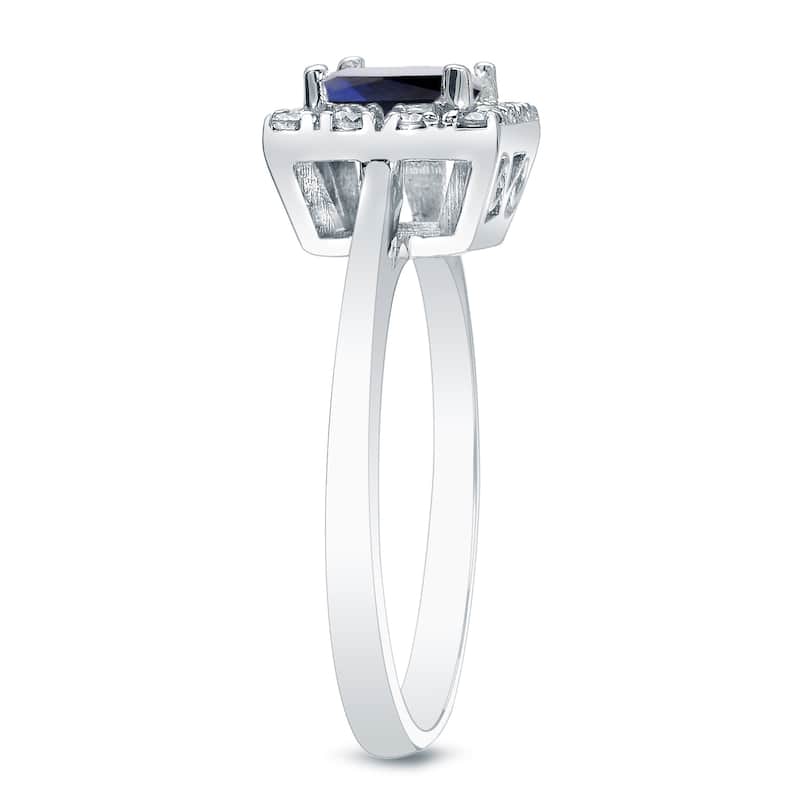 Auriya 14k Gold 1/3ct Princess-cut Sapphire and Diamond Halo Engagement Ring 1/5ctw