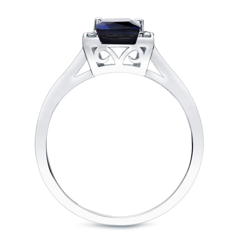 Auriya 14k Gold 1/3ct Princess-cut Sapphire and Diamond Halo Engagement Ring 1/5ctw