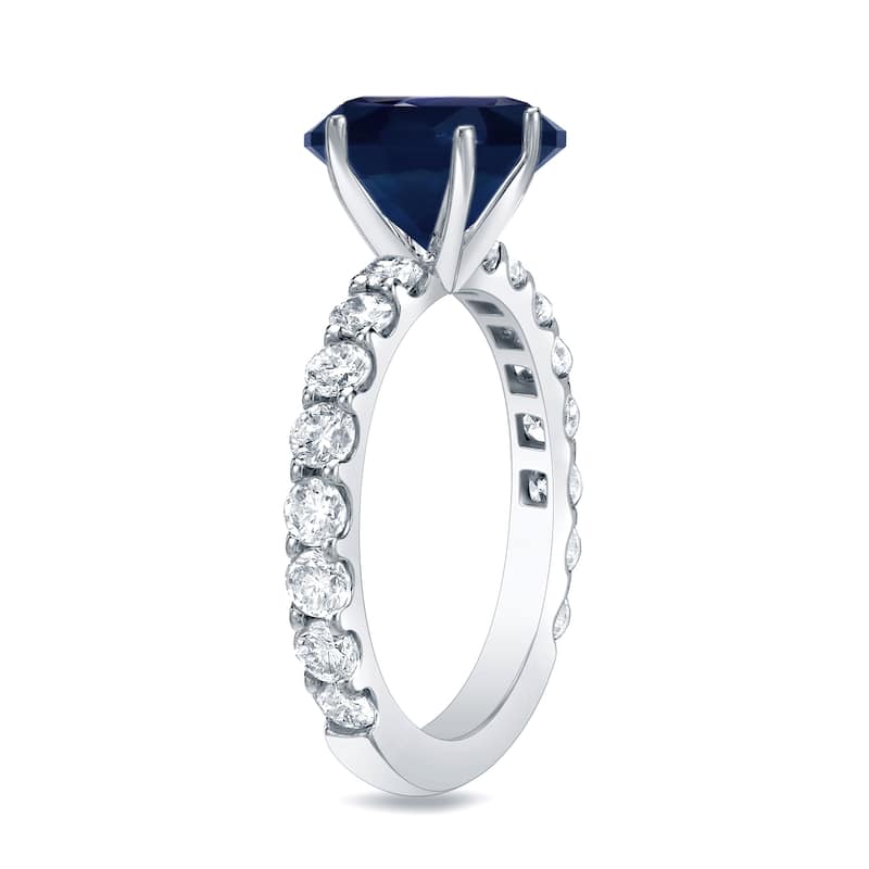Auriya Round 3/4ct Sapphire and 1cttw Diamond Engagement Ring 14K Gold