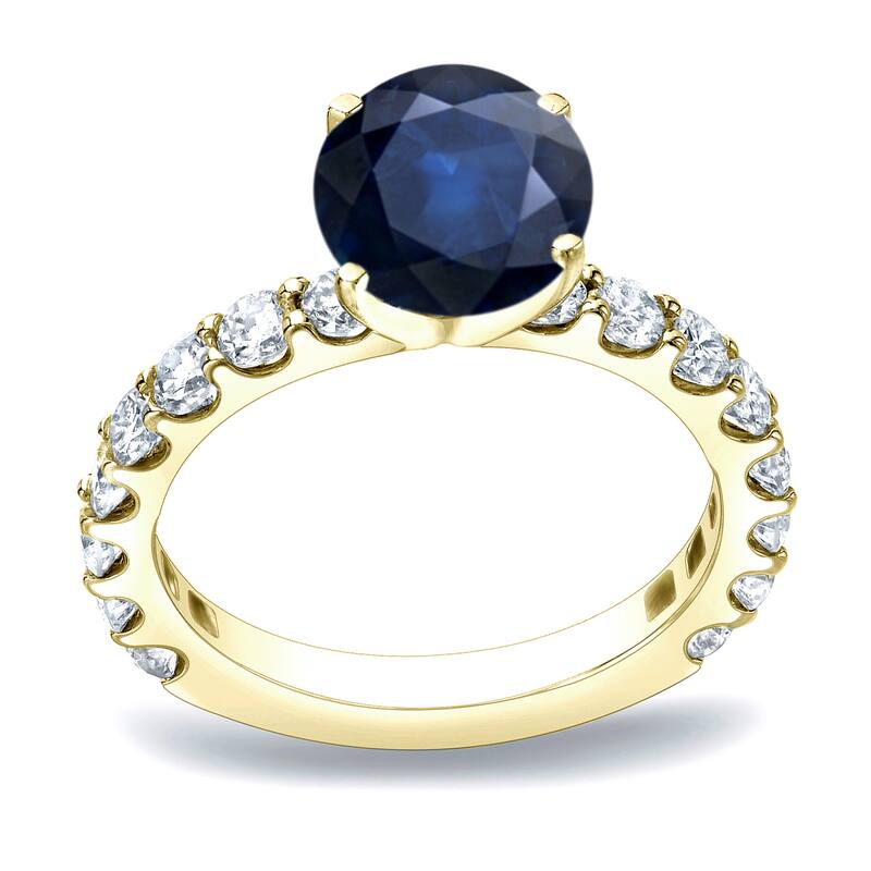 Auriya Round 3/4ct Sapphire and 1cttw Diamond Engagement Ring 14K Gold