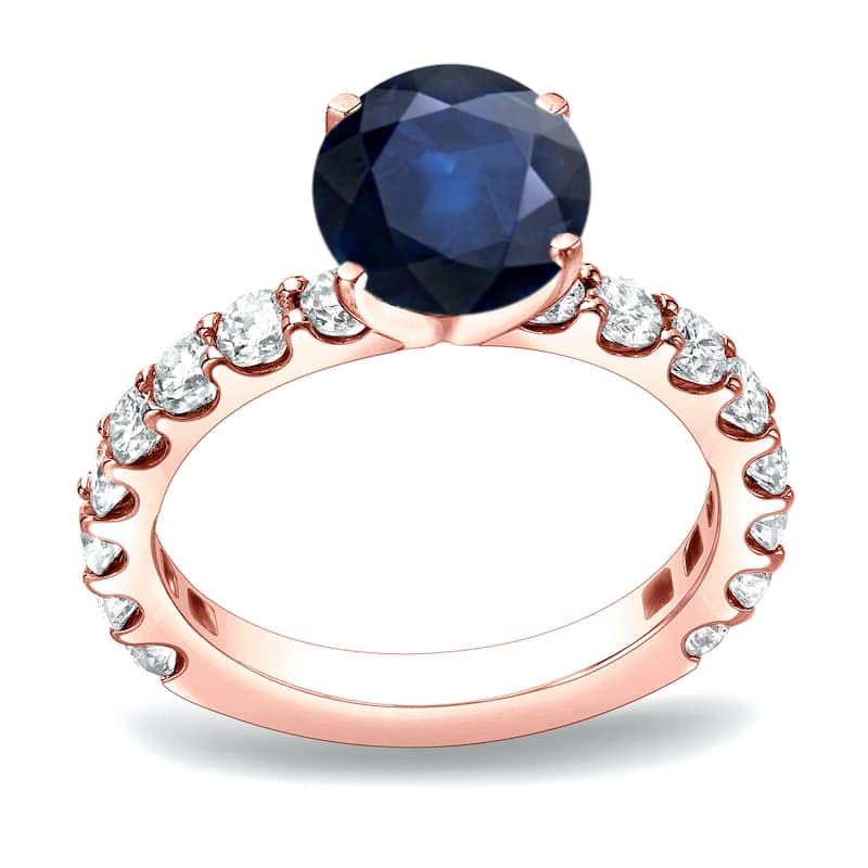 Auriya Round 3/4ct Sapphire and 1cttw Diamond Engagement Ring 14K Gold