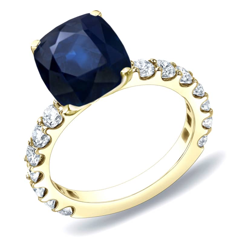 Auriya Cushion-Cut 1 1/2ct Sapphire and 1cttw Diamond Engagement Ring 14k Gold