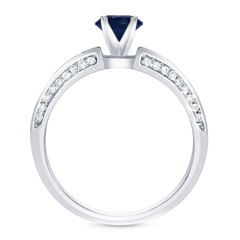 Auriya Modern Round 3/5ct Blue Sapphire and 2/5ct TDW Diamond Engagement Ring Set 14K Gold