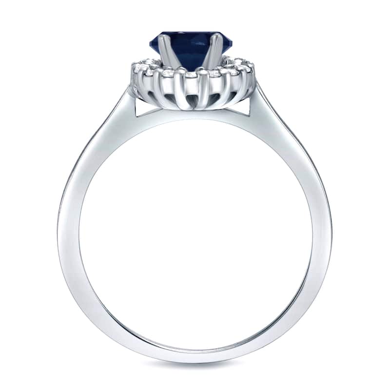 Auriya Round 1/2ct Blue Sapphire and 1/4ct Diamond Halo Engagement Ring 14K Gold