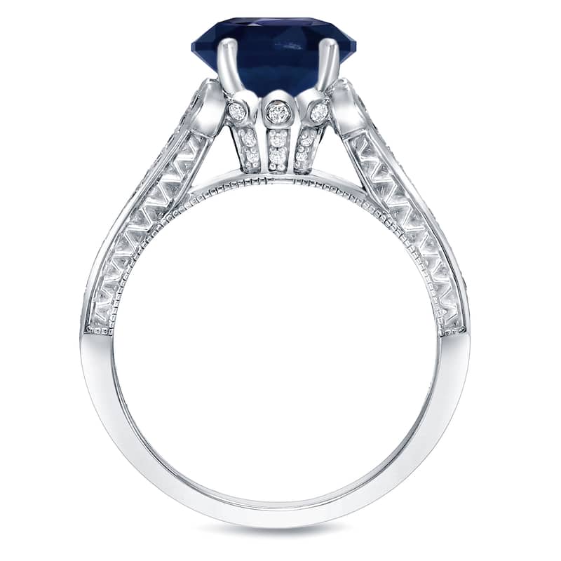 Auriya Vintage 1ct Blue Sapphire and 1/4ct TDW Diamond Engagement Ring 14k Gold (H-I, SI1-SI2)