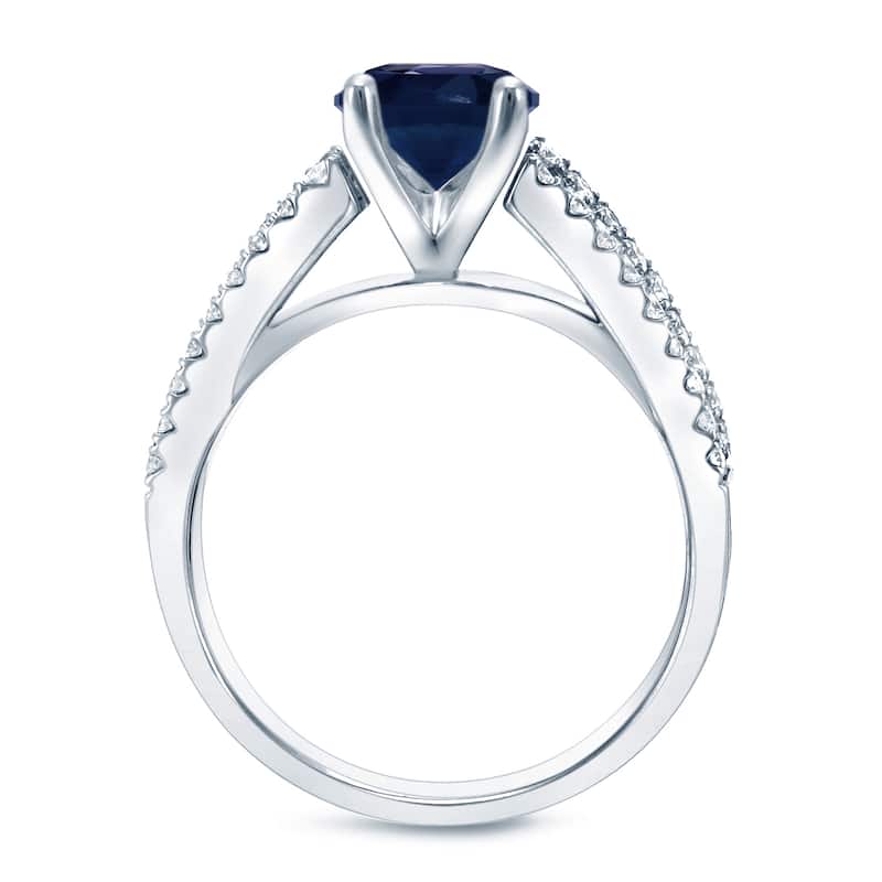 Auriya Modern 1ct Sapphire and 1/2ct TDW Diamond Engagement Ring 14k Gold (H-I, SI1-SI2)