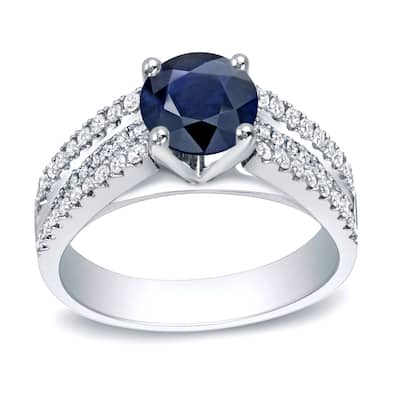 Auriya Modern 1ct Sapphire and 1/2ct TDW Diamond Engagement Ring 14k Gold (H-I, SI1-SI2)