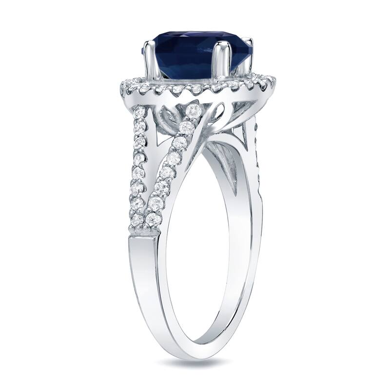 Auriya Round 1 1/5ct Blue Sapphire and 1/2ct TDW Diamond Halo Engagement Ring 14K Gold (H-I, SI1-SI2)