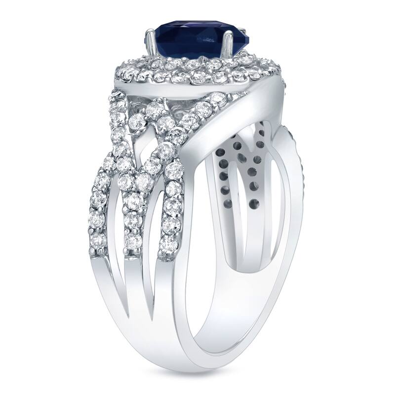 Auriya 14k Gold 1/2ct Blue Sapphire and 1ct TDW Round Diamond Engagement Ring (H-I, SI1-SI2)
