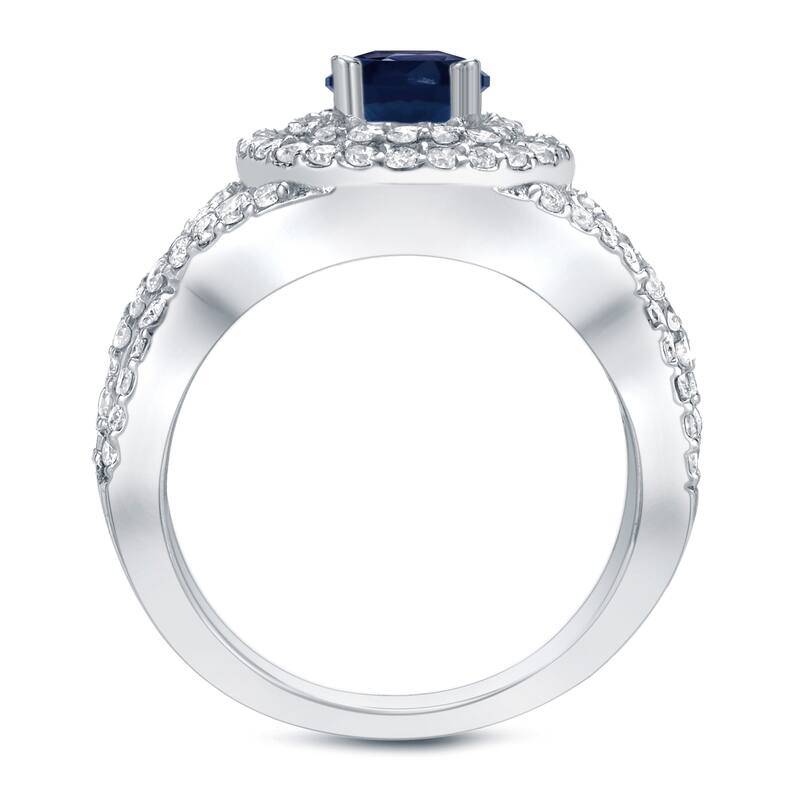 Auriya 14k Gold 1/2ct Blue Sapphire and 1ct TDW Round Diamond Engagement Ring (H-I, SI1-SI2)