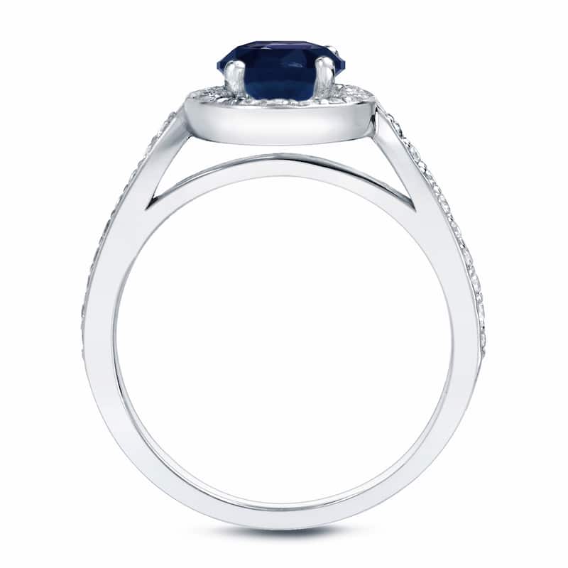 Auriya Modern 3/4ct Sapphire and 1/3ct TDW Halo Diamond Engagement Ring 14k Gold