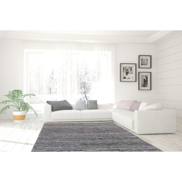 Black Complex Chenille Flat Weave Rug (3'x5')