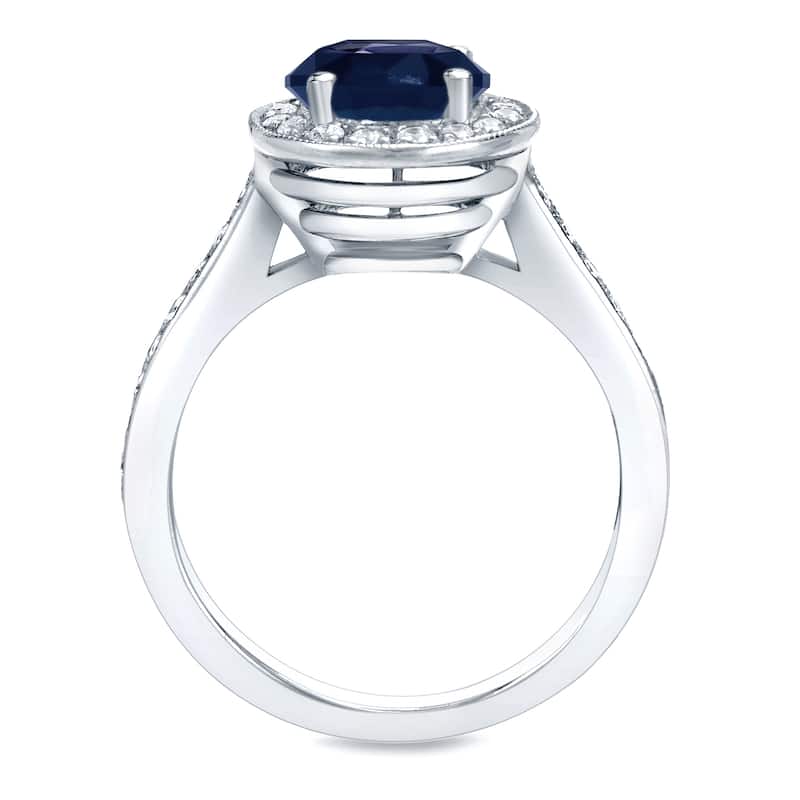 Auriya Modern 1 1/4ct Round Sapphire and 2/5ct TDW Diamond Halo Engagement Ring 14K Gold